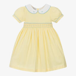 Beau KiD-Girls Yellow Cotton Smocked Dress | Childrensalon