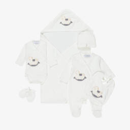 Beau KiD-Ivory Cotton Babysuit Set With Rocking Horse Motif | Childrensalon