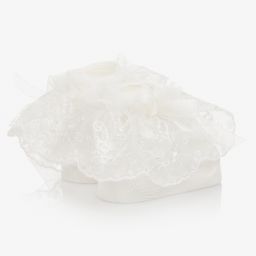 Beau KiD-Ivory Cotton & Lace Socks  | Childrensalon