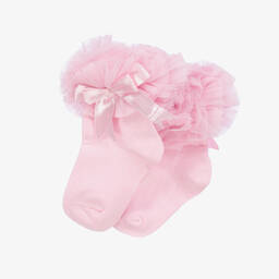Beau KiD-Pink Frilly Cotton Socks | Childrensalon