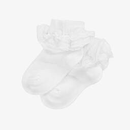 Beau KiD-White Cotton Socks with Lace | Childrensalon