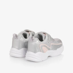 Beppi-Girls Silver Faux Leather & Mesh Trainers | Childrensalon