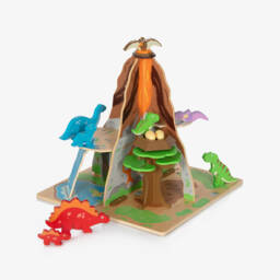 Bigjigs-Wooden Dinosaur Island Play Set (45cm) | Childrensalon