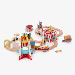 Bigjigs-Wooden Fun Fair Train Set (90cm) | Childrensalon