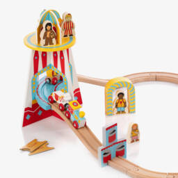 Bigjigs-Wooden Fun Fair Train Set (90cm) | Childrensalon