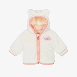 Billieblush-Baby Girls Ivory Faux Fur Fleece Hooded Jacket | Childrensalon
