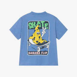 Billieblush-Boys Blue Skateboarding Banana Cotton T-Shirt | Childrensalon