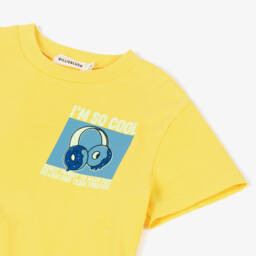 Billieblush-Boys Yellow Slogan Cotton T-Shirt | Childrensalon