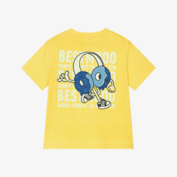 Billieblush-Boys Yellow Slogan Cotton T-Shirt | Childrensalon