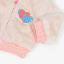 Billieblush-جاكيت بسحاب فرو صناعي لون بيج للبنات  | Childrensalon
