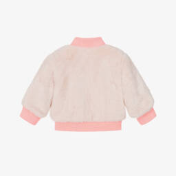 Billieblush-جاكيت بسحاب فرو صناعي لون بيج للبنات  | Childrensalon