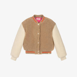 Billieblush-Girls Beige Sherpa Short Jacket | Childrensalon