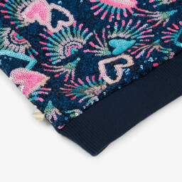 Billieblush-Girls Blue Cotton Sequinned Zip-Up Top | Childrensalon