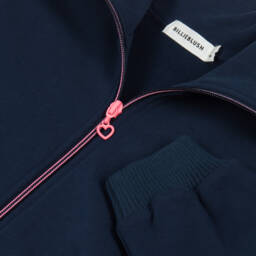 Billieblush-Girls Blue Cotton Sequinned Zip-Up Top | Childrensalon