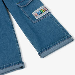 Billieblush-Джинсы карго широкие синие из денима для девочек | Childrensalon