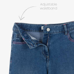 Billieblush-Girls Blue Denim Wide Leg Heart Jeans | Childrensalon