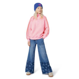 Billieblush-Girls Blue Denim Wide Leg Heart Jeans | Childrensalon