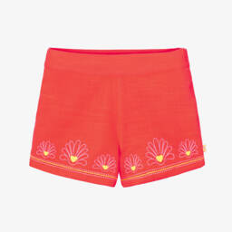 Billieblush-Girls Coral Orange Embroidered Shorts | Childrensalon