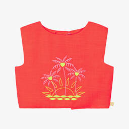 Girls Coral Orange Palm Tree Top