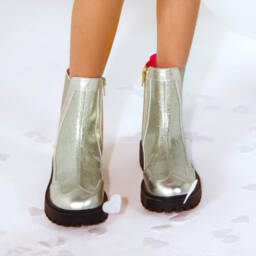 Billieblush-Ботинки блестящие золотистые из искусственной кожи для девочек | Childrensalon