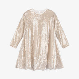 Billieblush-Girls Gold & Silver Sequinned Bubble Hem Dress | Childrensalon