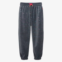 Girls Grey Velour Joggers with Dot Sequins