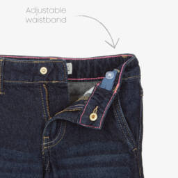 Billieblush-Джинсы из денима широкие индиго с розовыми стразами для девочек | Childrensalon