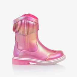 Billieblush-Girls Iridescent Pink Fringe Boots | Childrensalon
