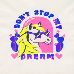 Billieblush-قميص بطبعة حصان قطن لون عاجي للبنات | Childrensalon