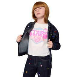 Billieblush-Girls Ivory Cotton T-Shirt with Pink Slogan & Sequin Heart | Childrensalon