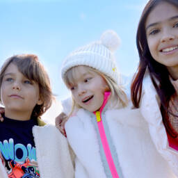 Billieblush-قبعة بوم بوم محبوكة لون عاجي للبنات | Childrensalon