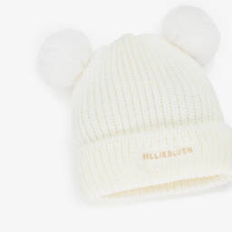 Billieblush-قبعة بوم بوم محبوكة لون عاجي للبنات | Childrensalon