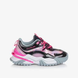 Billieblush-Кроссовки сине-розовые из искусственной кожи с блестками для девочек | Childrensalon