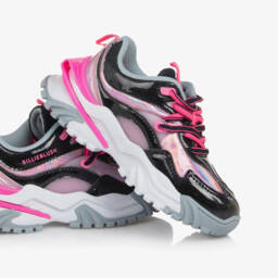 Billieblush-Кроссовки сине-розовые из искусственной кожи с блестками для девочек | Childrensalon