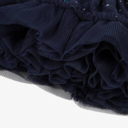 Billieblush-Girls Navy Blue Sequinned Tulle Dress | Childrensalon