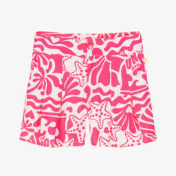 Billieblush-Girls Neon Pink Coral Print Shorts | Childrensalon