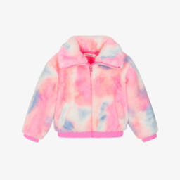 Billieblush-Girls Pink & Blue Plush Faux Fur Jacket | Childrensalon