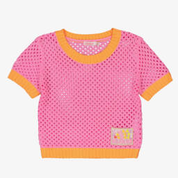 Girls Pink Crochet Knit Beach Top