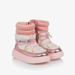 Billieblush-Girls Blue Denim & Pink Leopard Hearts Dress | Childrensalon