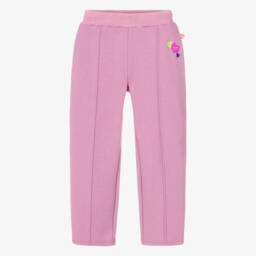 Girls Pink Joggers with Embroidered Hearts