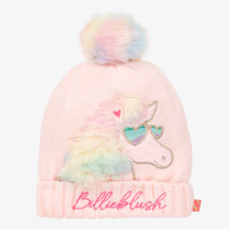 Girls Pink Knitted Pom-Pom Hat