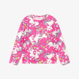 Girls Pink Unicorn Print Base Layer Top