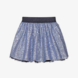 Girls Sparkly Blue Sequinned Skirt