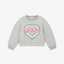Girls Sparkly Grey Sweatshirt with Sequinned Heart