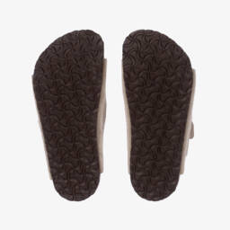 Birkenstock-Beige Suede Leather Arizona Sandals | Childrensalon