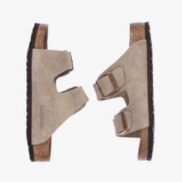Birkenstock-Beige Suede Leather Arizona Sandals | Childrensalon