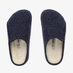 Birkenstock-Boys Blue Wool Felt Slippers | Childrensalon