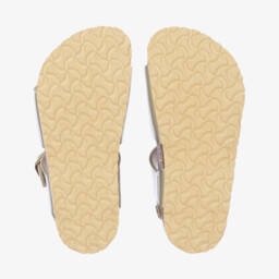 Birkenstock-صندل بعروة معدنية جلد صناعي لون ذهبي للبنات | Childrensalon