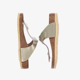 Birkenstock-صندل بسير جلد لون ذهبي للبنات | Childrensalon