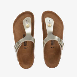 Birkenstock-صندل بسير جلد لون ذهبي للبنات | Childrensalon